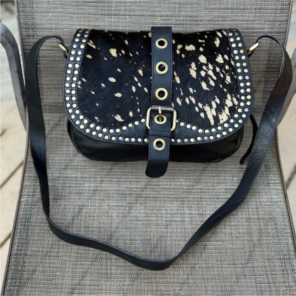 Sharif Calf Hair and Pebbled Leather Shoulder bag